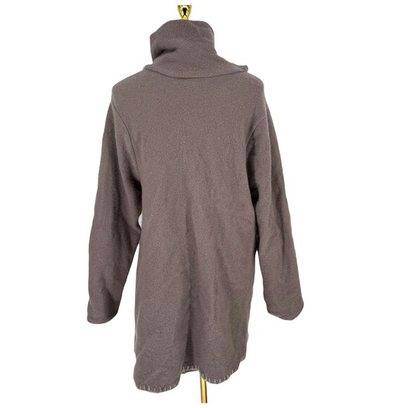 Garnet Hill Asymmetrical Boiled Wool Coat Size 18 XL Metal Clasp Taupe Boho FLAW - Picture 12 of 14